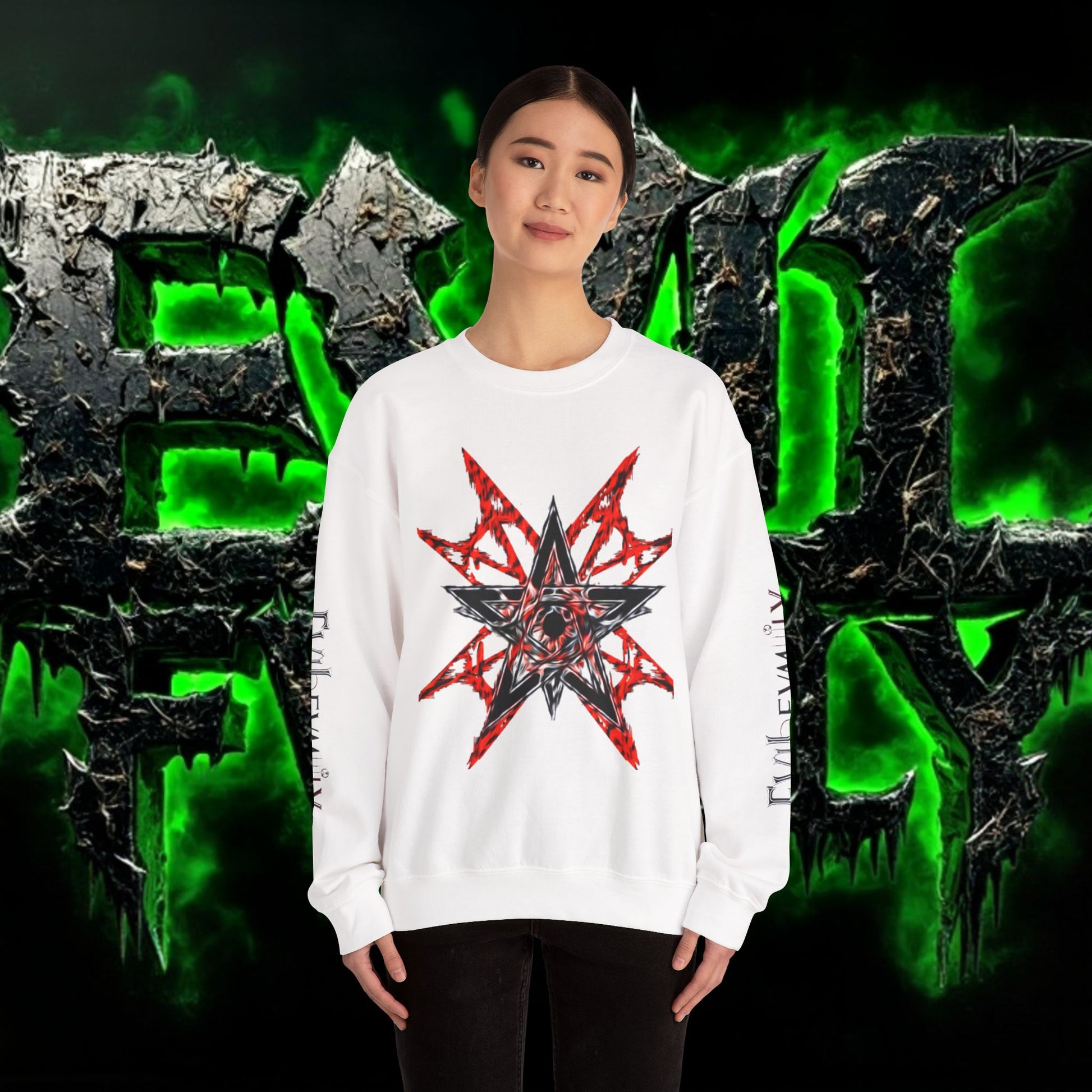 Edgy Graphic Sweatshirt, Unisex Crewneck, Trendy Fashion, Layering Piece, Gift for Him/Her, Streetwear Style