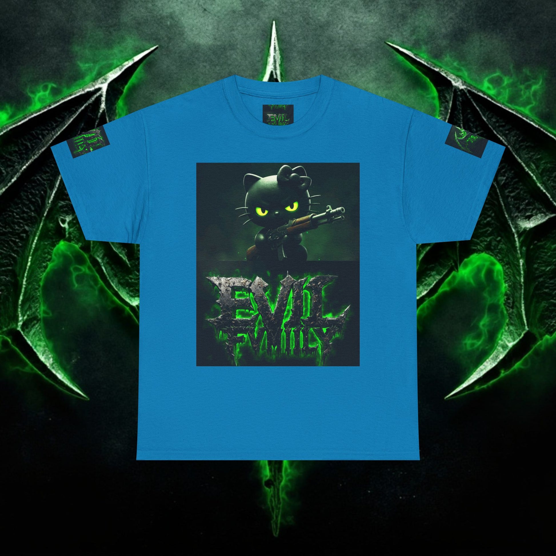 Hello kitty Evil Family Graphic Tee, Unisex Cotton Shirt, Streetwear, Gift for Gamers, Halloween Apparel, Fun Casual Wear