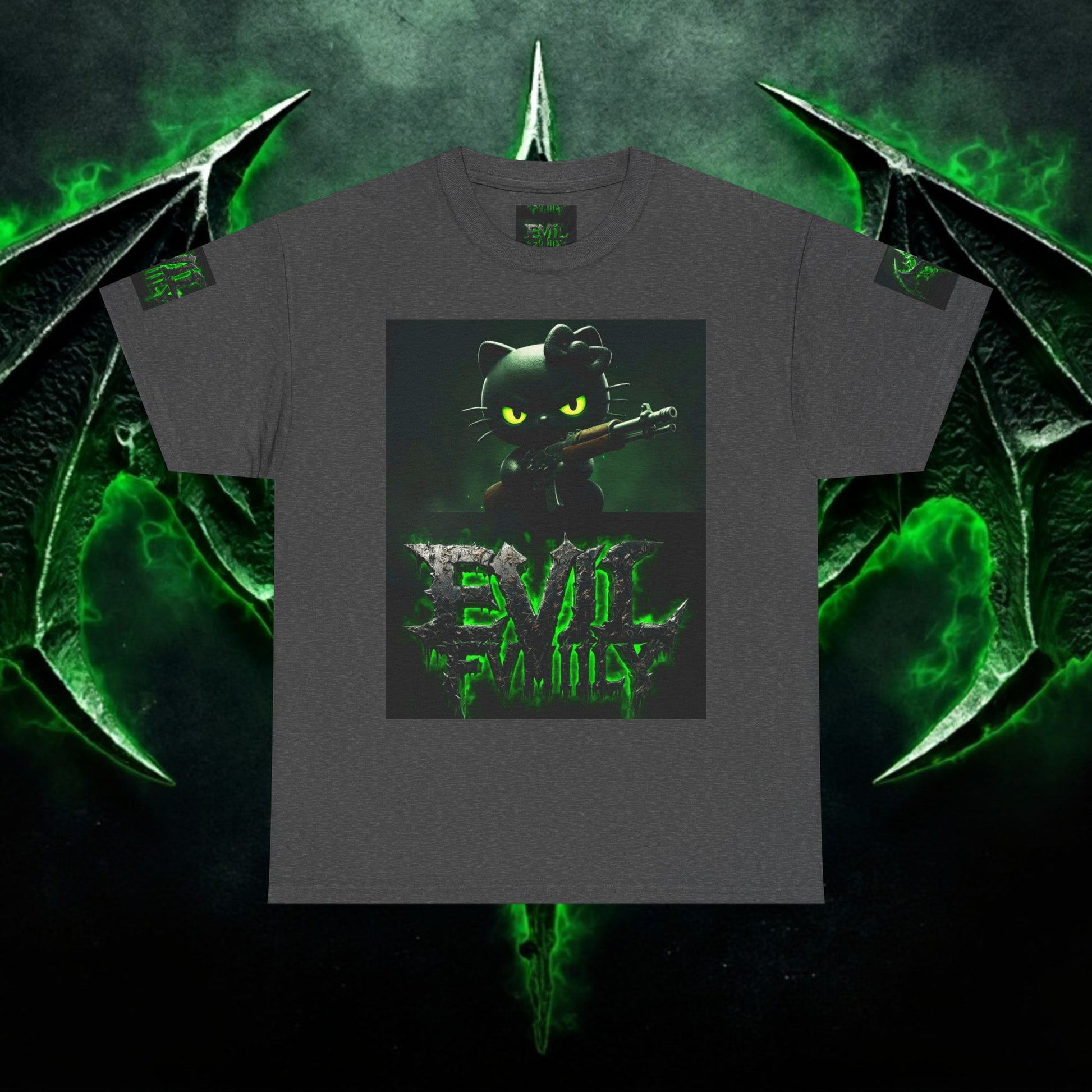 Hello kitty Evil Family Graphic Tee, Unisex Cotton Shirt, Streetwear, Gift for Gamers, Halloween Apparel, Fun Casual Wear