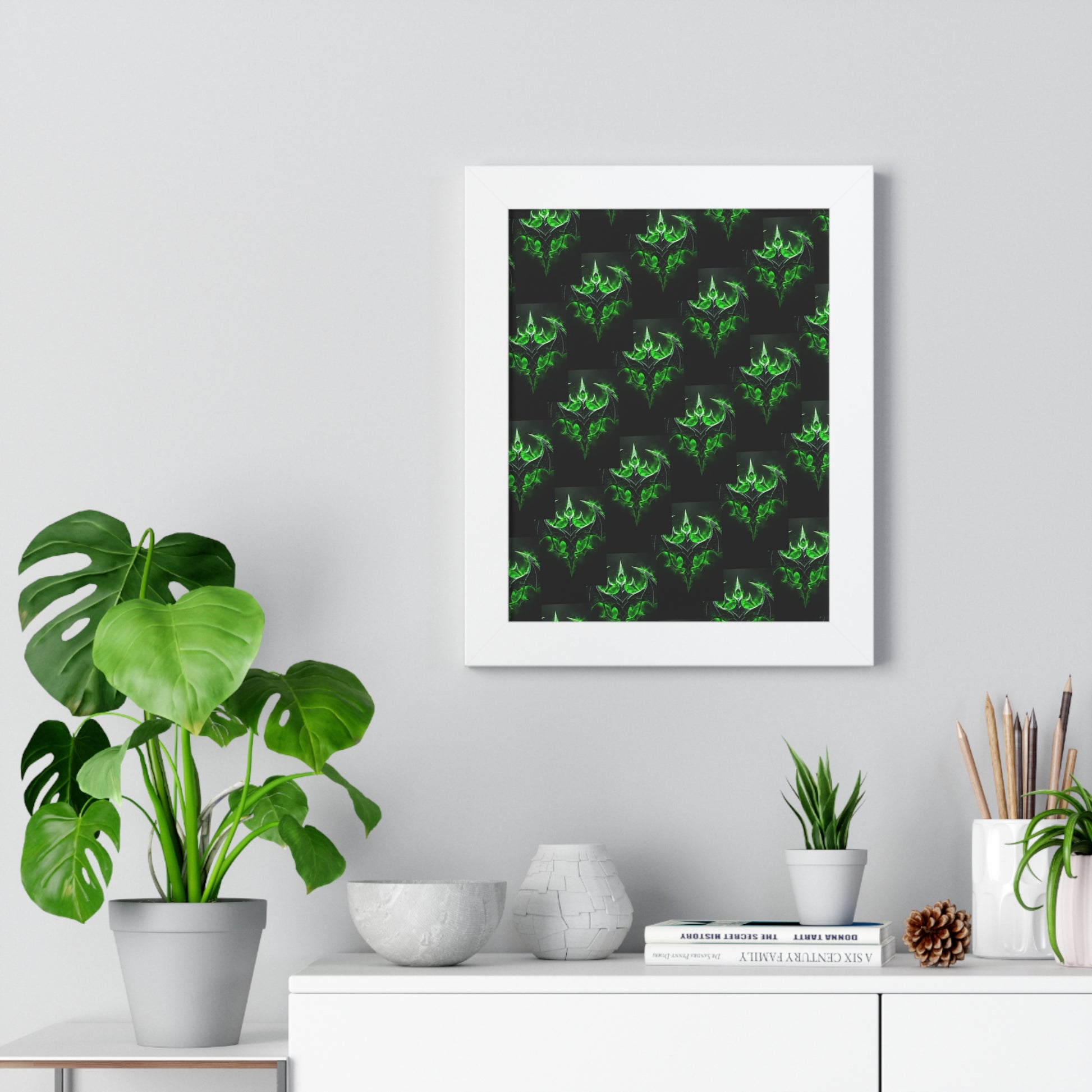 Framed Vertical Poster with Green Design, Wall Art Decor, Home Decor, Lush Green Wall Art, Modern Framed Print, Eco-Friendly Gift
