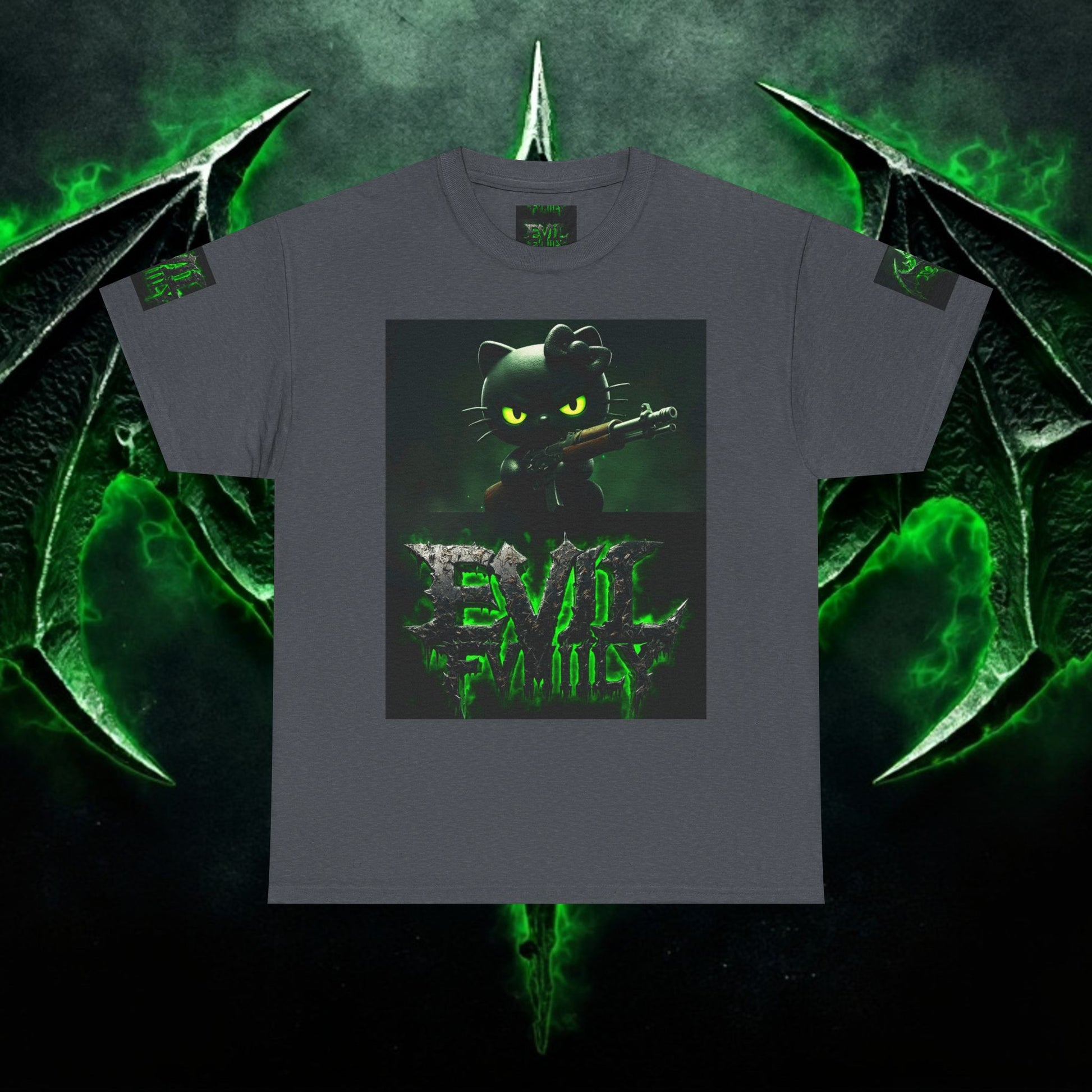 Hello kitty Evil Family Graphic Tee, Unisex Cotton Shirt, Streetwear, Gift for Gamers, Halloween Apparel, Fun Casual Wear