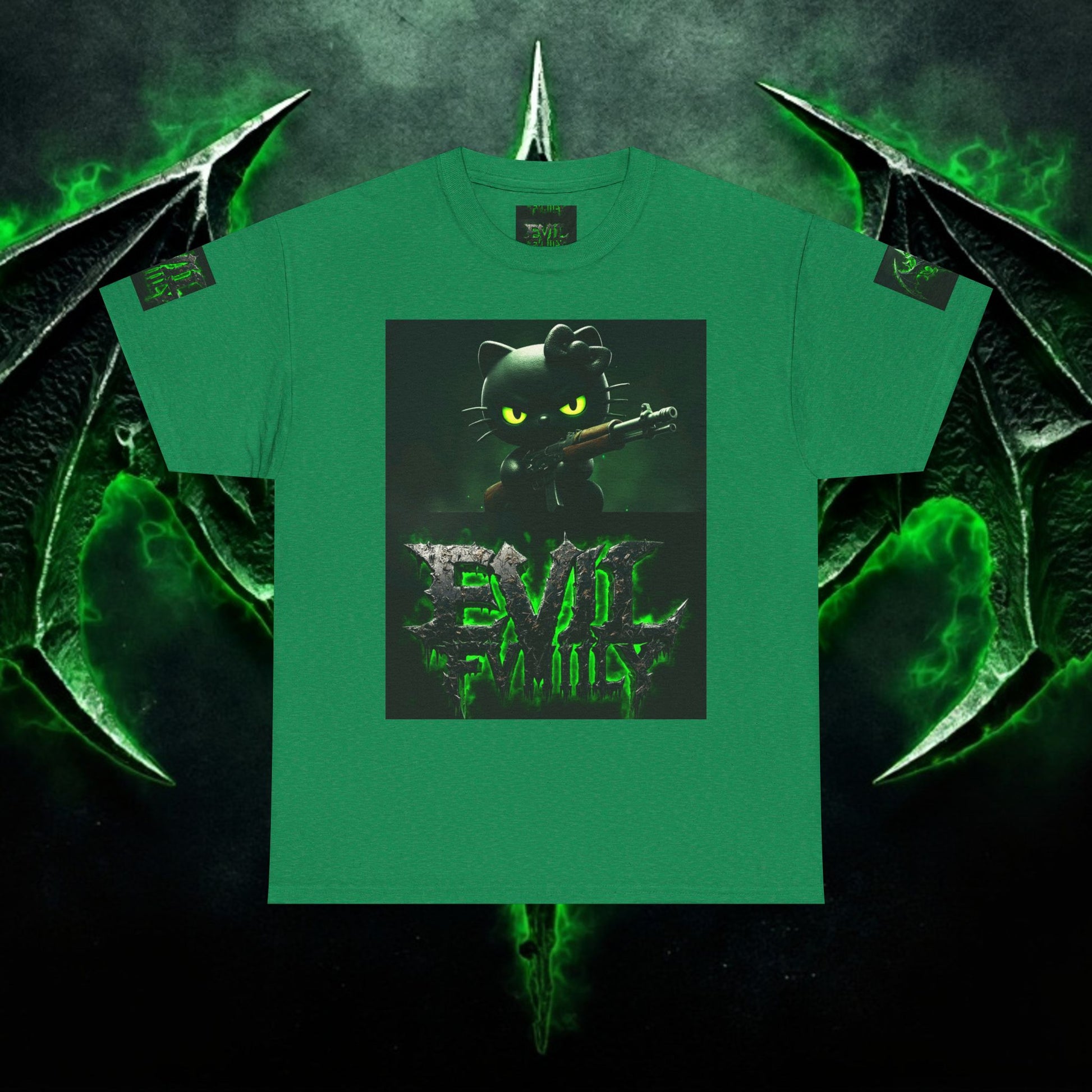 Hello kitty Evil Family Graphic Tee, Unisex Cotton Shirt, Streetwear, Gift for Gamers, Halloween Apparel, Fun Casual Wear
