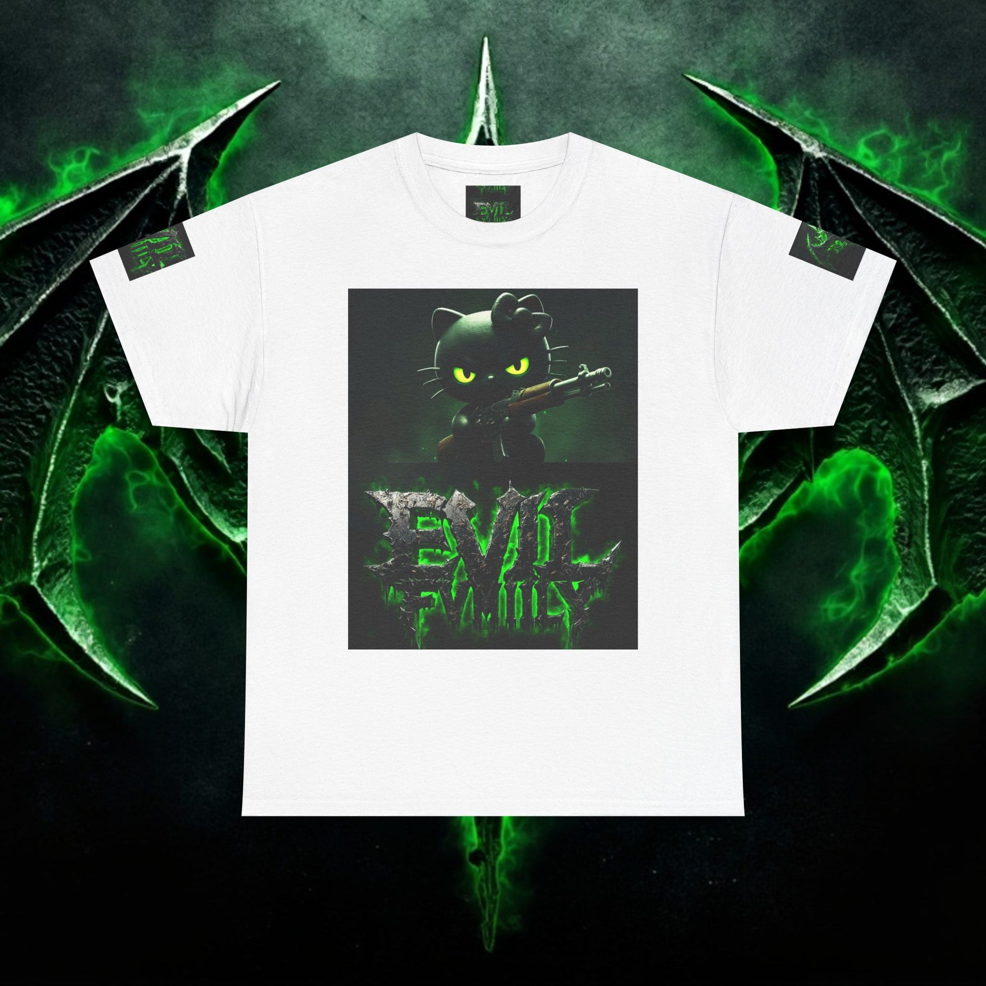 Hello kitty Evil Family Graphic Tee, Unisex Cotton Shirt, Streetwear, Gift for Gamers, Halloween Apparel, Fun Casual Wear