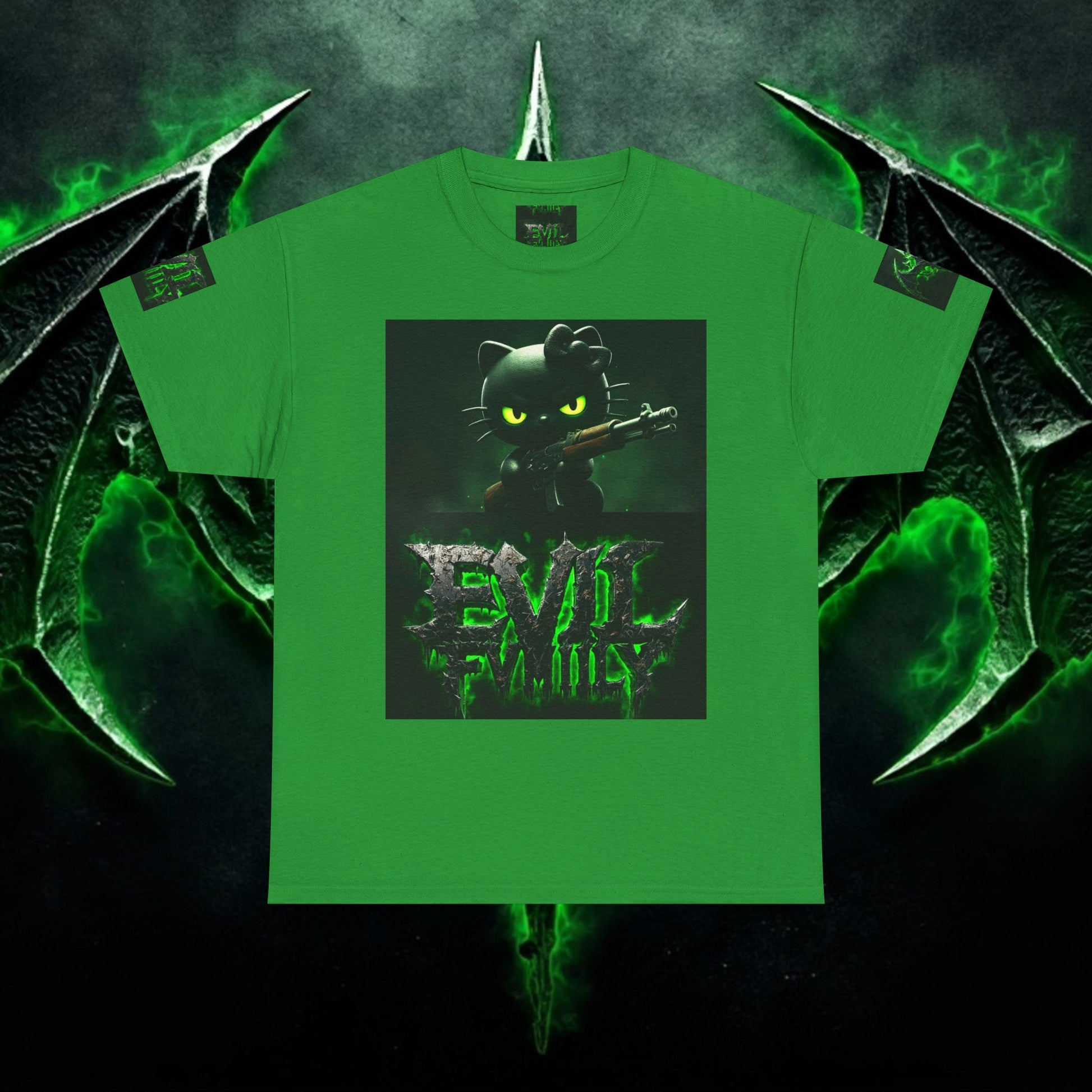 Hello kitty Evil Family Graphic Tee, Unisex Cotton Shirt, Streetwear, Gift for Gamers, Halloween Apparel, Fun Casual Wear