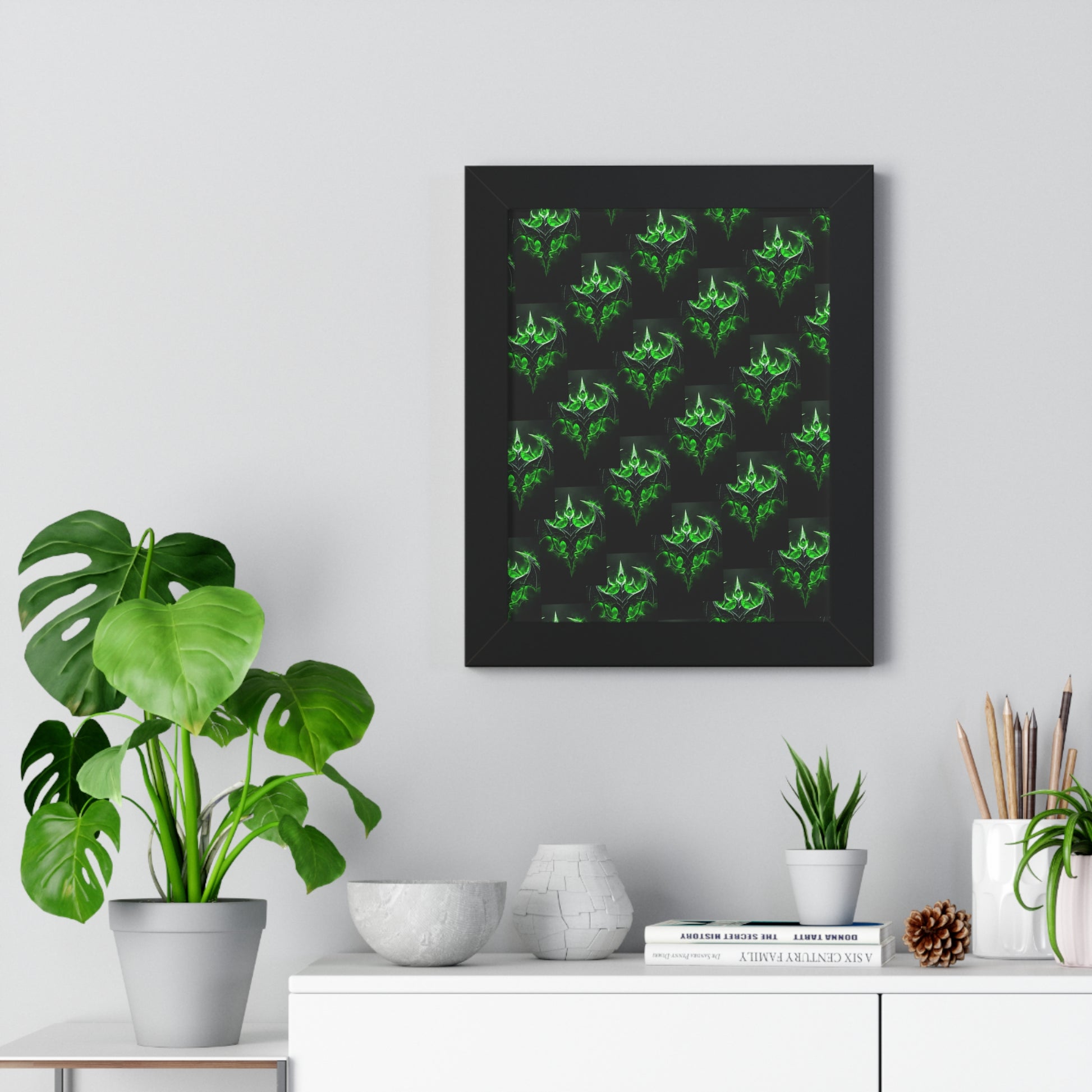 Framed Vertical Poster with Green Design, Wall Art Decor, Home Decor, Lush Green Wall Art, Modern Framed Print, Eco-Friendly Gift