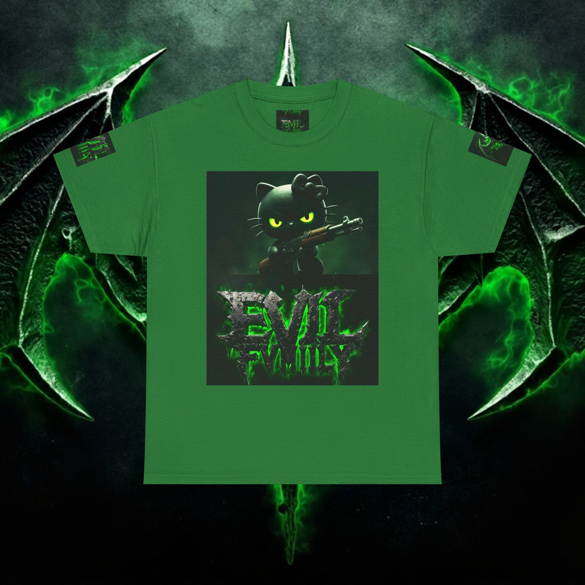 Hello kitty Evil Family Graphic Tee, Unisex Cotton Shirt, Streetwear, Gift for Gamers, Halloween Apparel, Fun Casual Wear