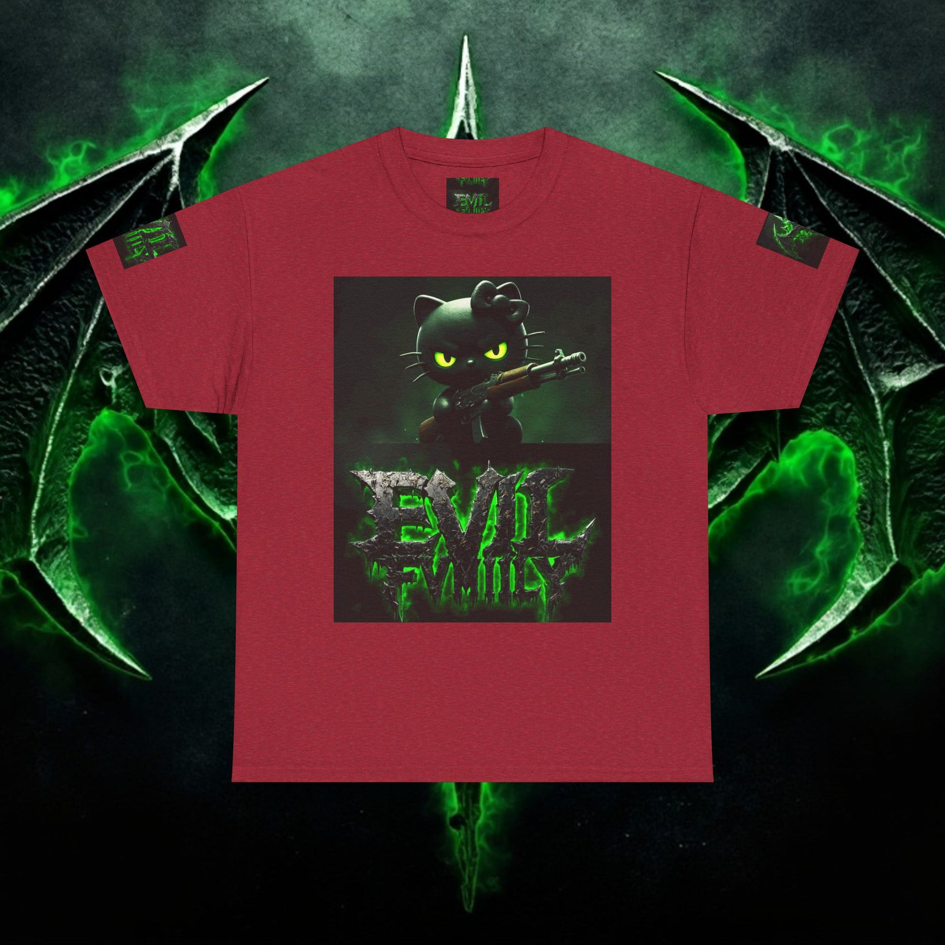 Hello kitty Evil Family Graphic Tee, Unisex Cotton Shirt, Streetwear, Gift for Gamers, Halloween Apparel, Fun Casual Wear