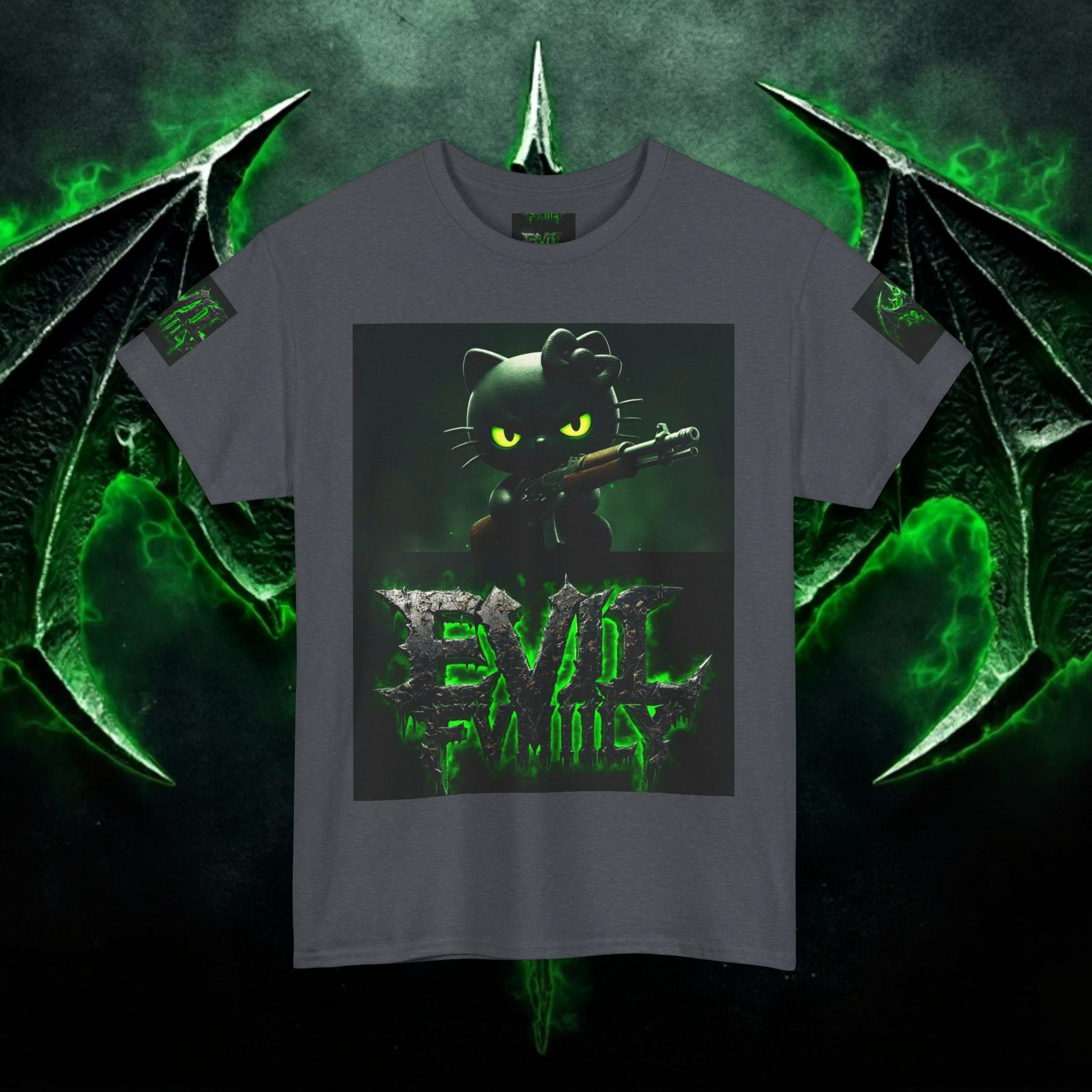 Hello kitty Evil Family Graphic Tee, Unisex Cotton Shirt, Streetwear, Gift for Gamers, Halloween Apparel, Fun Casual Wear